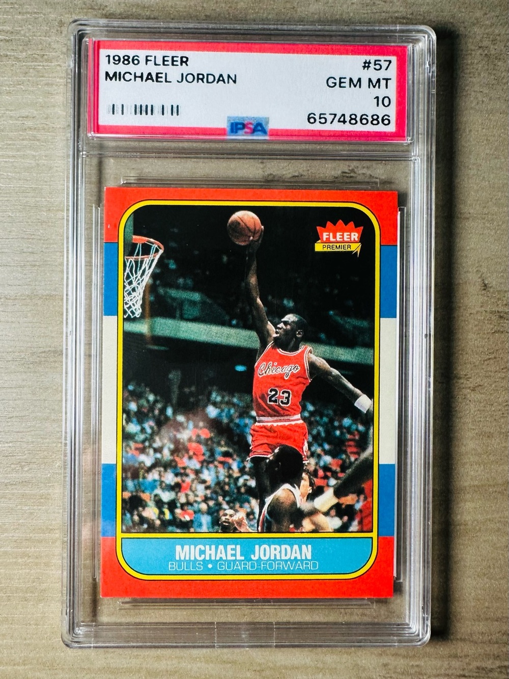 Michael Jordan Rookie 1986 Fleer #57 Gem Mint 10 Novelty Basketball Card. Bulls.